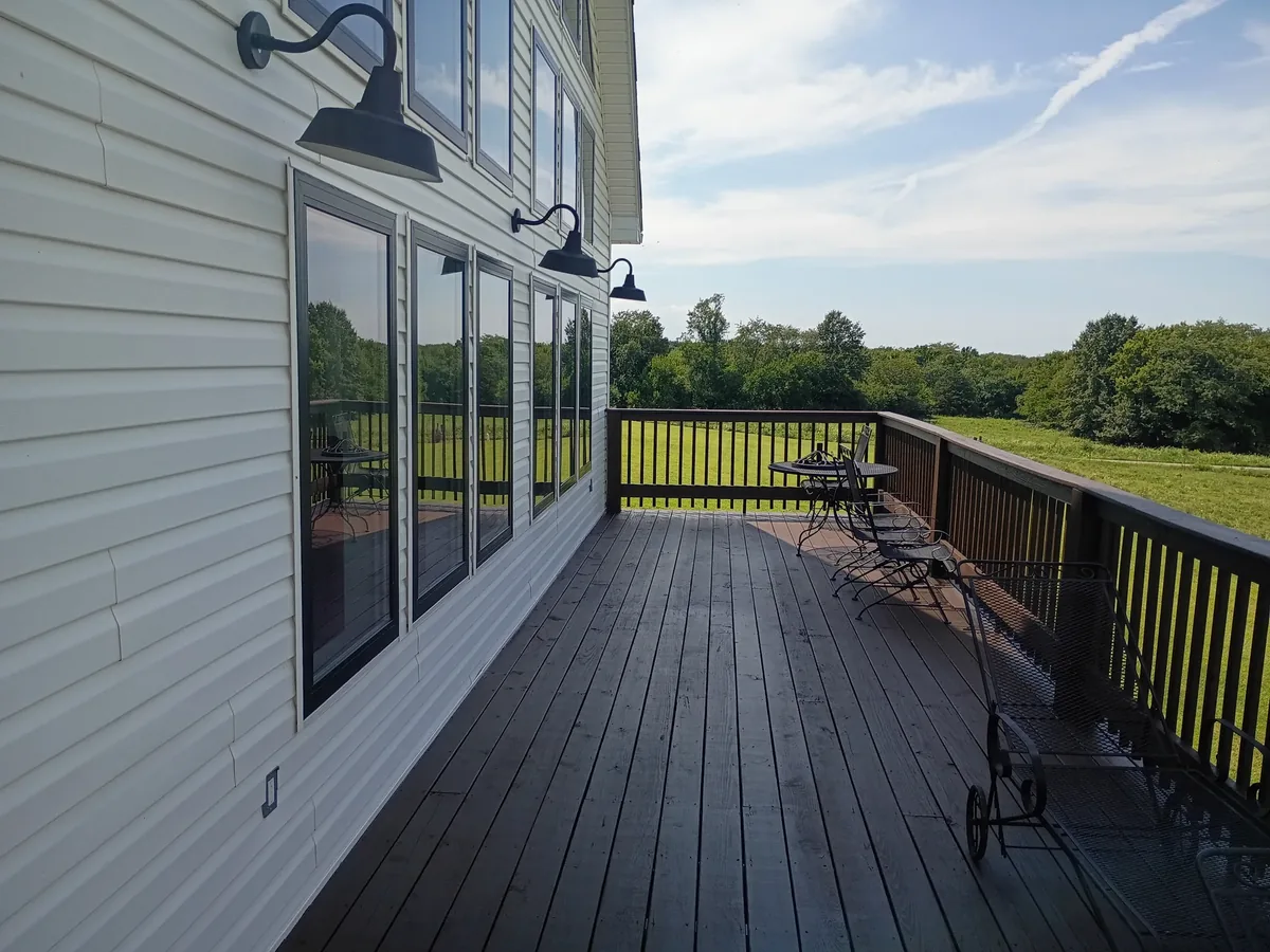 deck stained rich brown and sealed